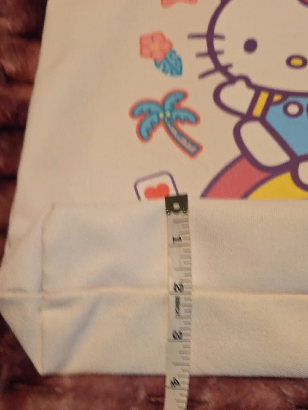 Hello Kitty Cream Tote with Pink & Blue Handles Nwt
